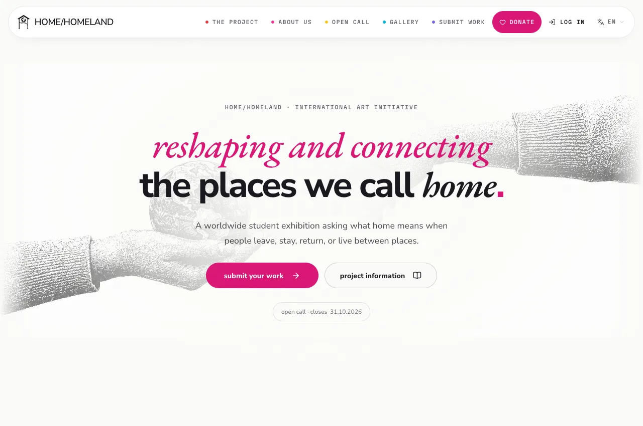 The HOME/HOMELAND student exhibition website